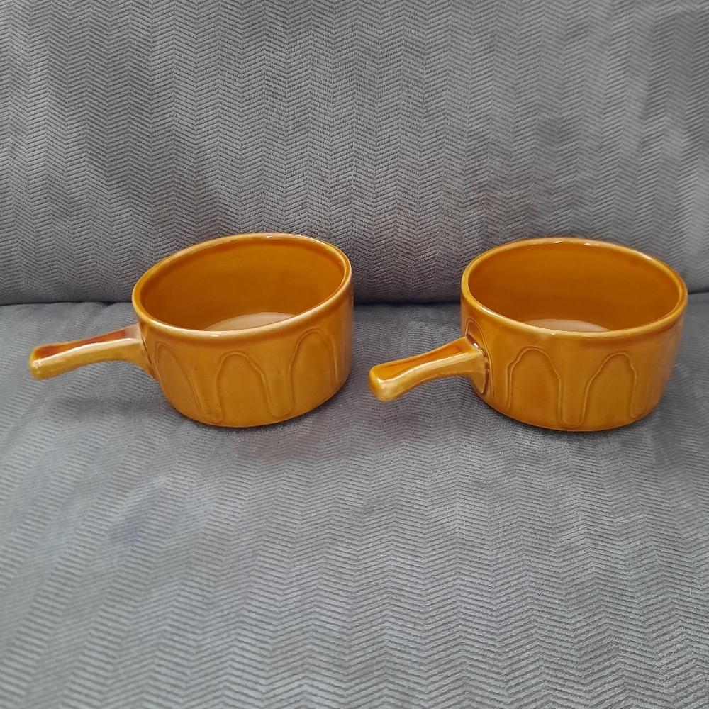 RARE Vintage English Soup Bowls, Set of 2, Brown Glaze